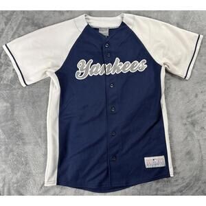 New York Yankees Derek Jeter Jersey Youth X-Large Button Up Blue White 2011